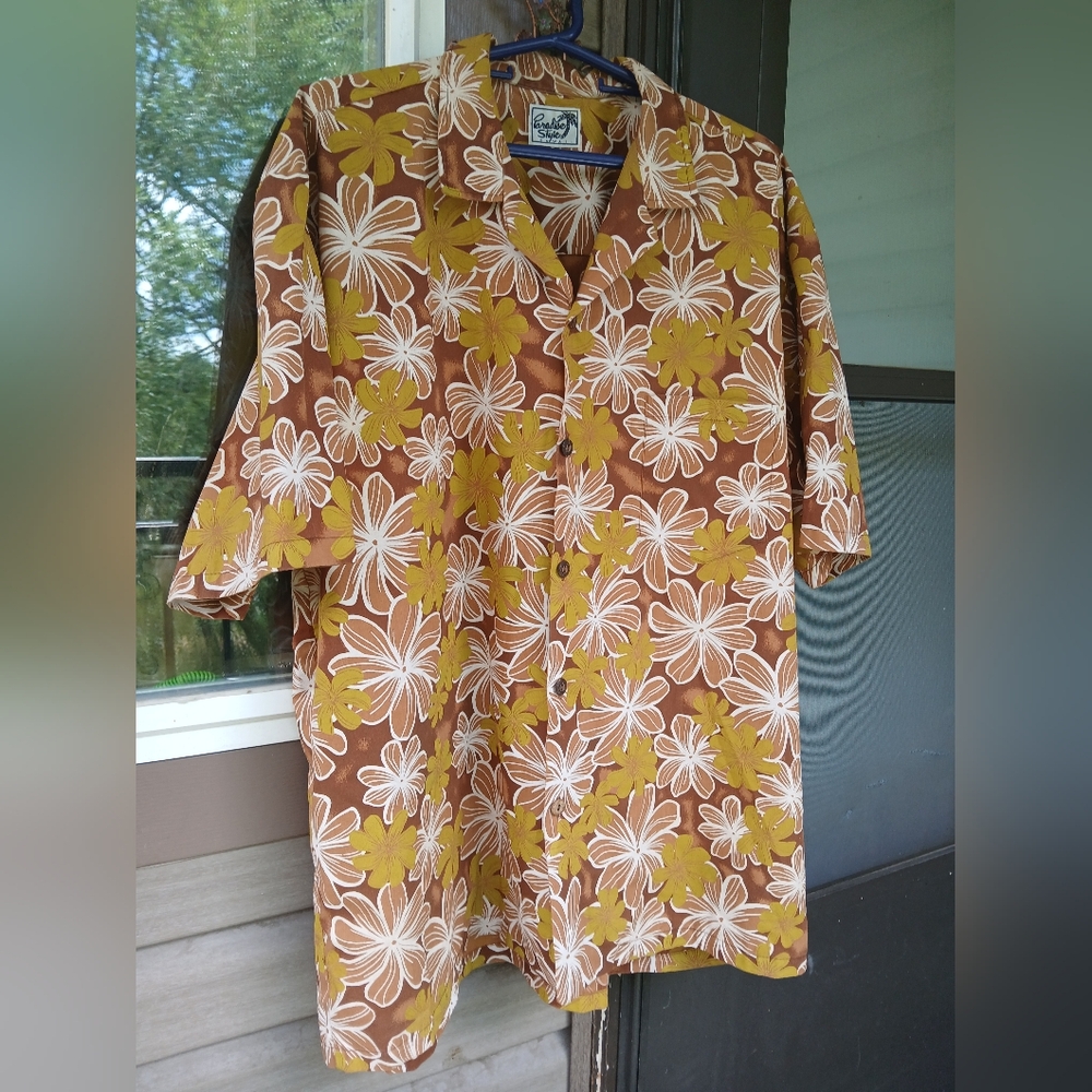 Paradise Style XL Cotton Hawaiian Button Shirt Vintage QUALITY!